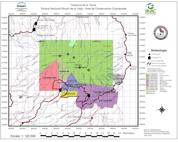 Map showing different land purchases in different colored blocks